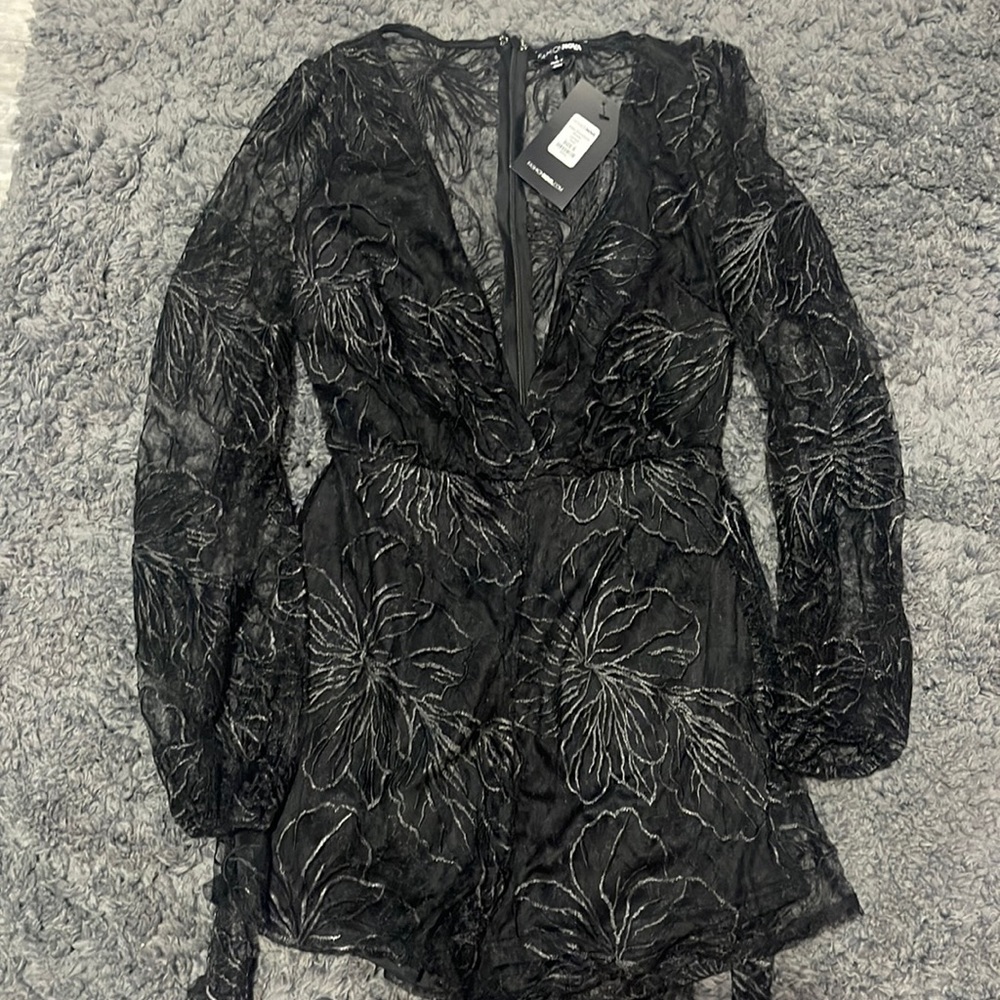 Black lace shorts romper, brand new never worn